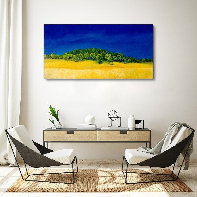 Schilderij op doek Gouden velden onder een blauwe lucht