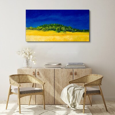 Schilderij op doek Gouden velden onder een blauwe lucht