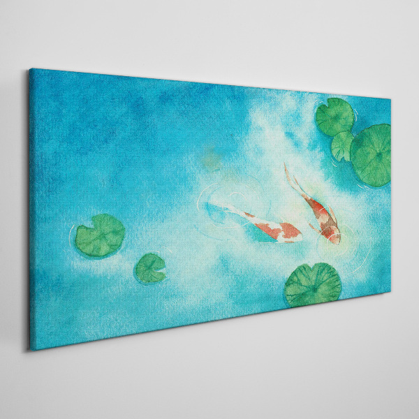 Canvas schilderij Koi in blauw water