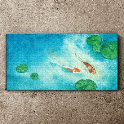 Canvas schilderij Koi in blauw water