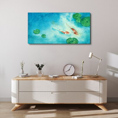 Canvas schilderij Koi in blauw water