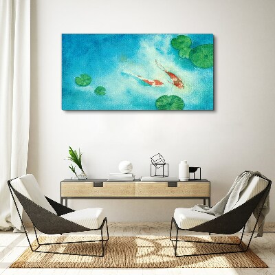 Canvas schilderij Koi in blauw water