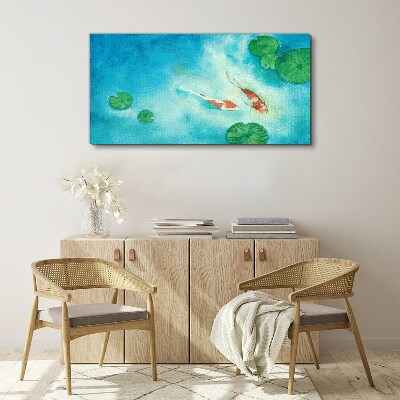 Canvas schilderij Koi in blauw water