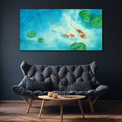 Canvas schilderij Koi in blauw water