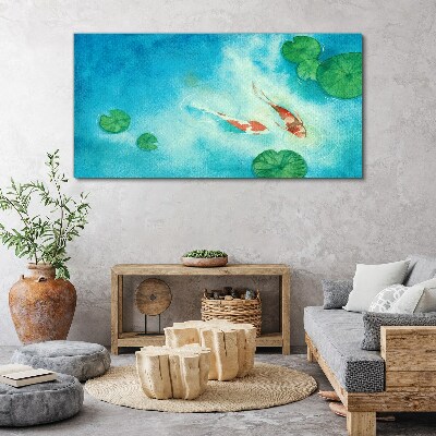 Canvas schilderij Koi in blauw water