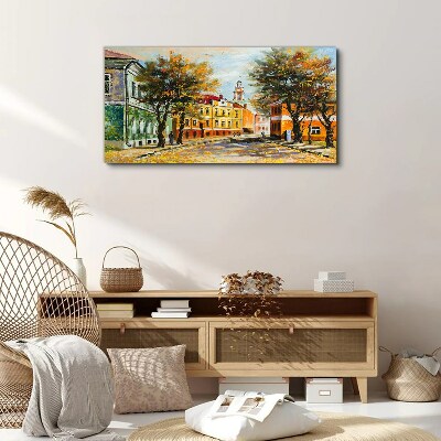 Schilderij op doek Herfststraat in kleuren