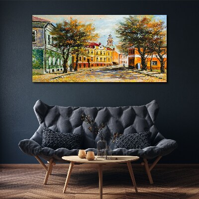 Schilderij op doek Herfststraat in kleuren