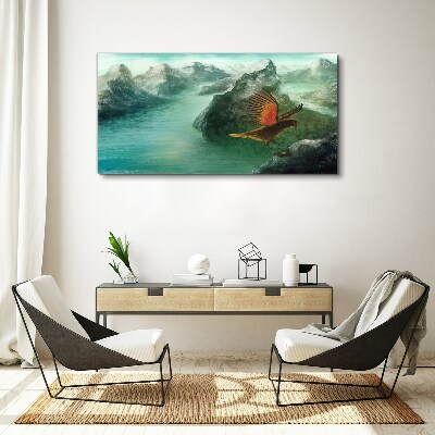 Canvas schilderij Adelaar boven een bergmeer