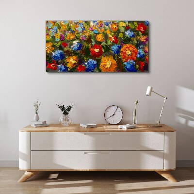 Schilderij op doek Een bloemenlandschap in intense kleuren