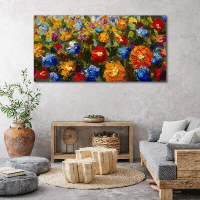 Schilderij op doek Een bloemenlandschap in intense kleuren