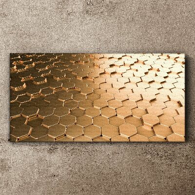 Foto op canvas Gouden zeshoeken op glas