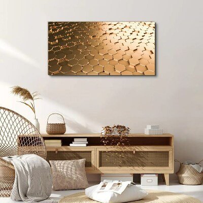 Foto op canvas Gouden zeshoeken op glas