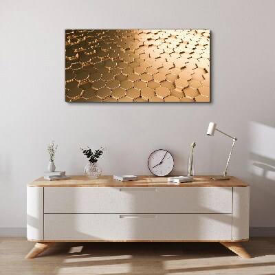 Foto op canvas Gouden zeshoeken op glas