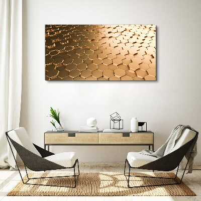 Foto op canvas Gouden zeshoeken op glas