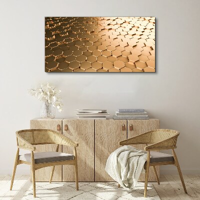 Foto op canvas Gouden zeshoeken op glas