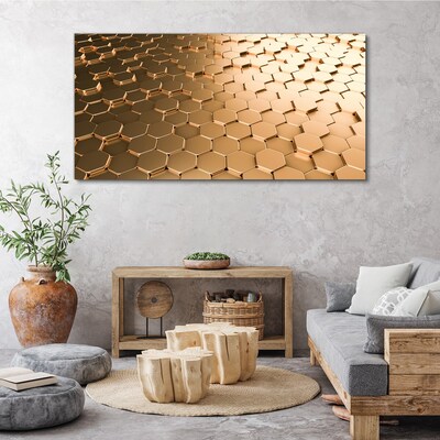 Foto op canvas Gouden zeshoeken op glas