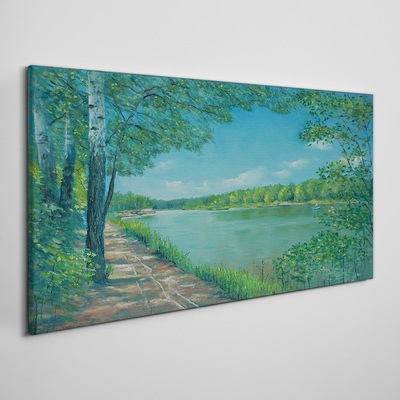 Schilderij op doek Een rustig pad langs het water