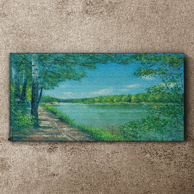 Schilderij op doek Een rustig pad langs het water