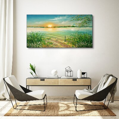 Foto op canvas Een rustige ochtend aan het meer
