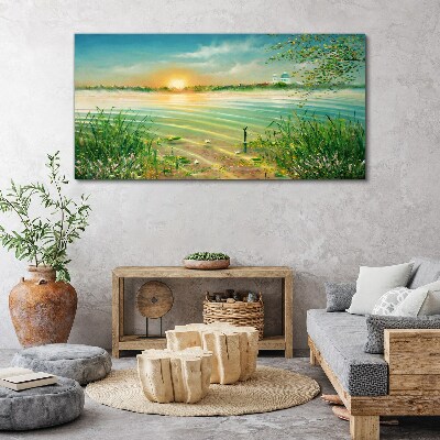 Foto op canvas Een rustige ochtend aan het meer