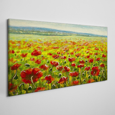 Foto op canvas Een veld klaprozen in de zon