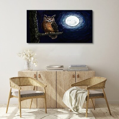 Schilderij op doek Uil in het maanlicht