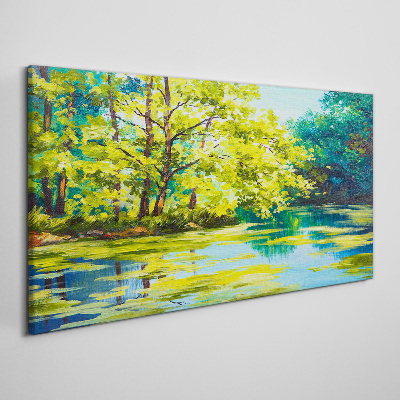 Foto op canvas Zomerlandschap aan het meer