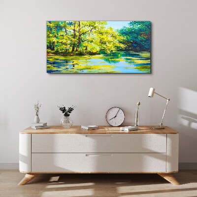 Foto op canvas Zomerlandschap aan het meer