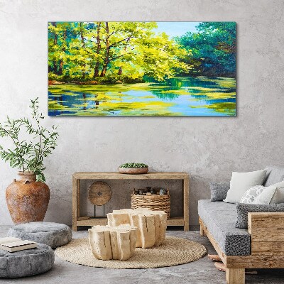 Foto op canvas Zomerlandschap aan het meer