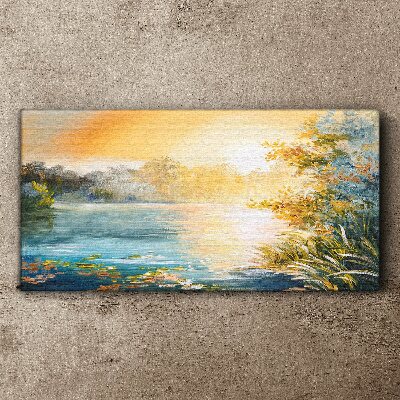 Schilderij op doek Ochtendrust aan de rivier