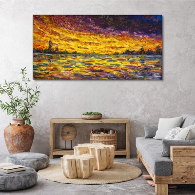 Foto op canvas Gouden uur aan het meer