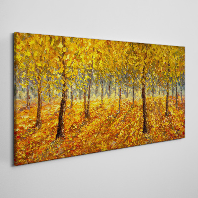 Schilderij op doek Gouden bos in herfstaura