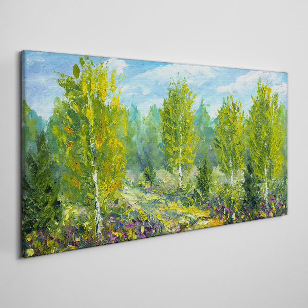 Canvas schilderij Lentebomen in het groen