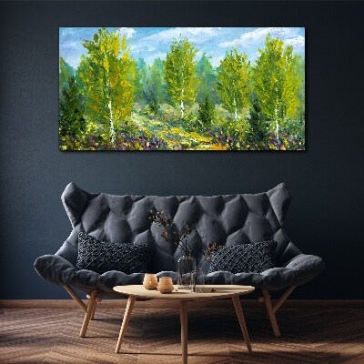 Canvas schilderij Lentebomen in het groen