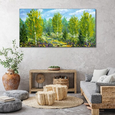 Canvas schilderij Lentebomen in het groen