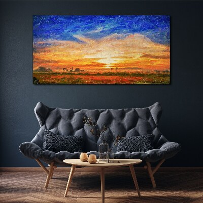 Schilderij op doek Zonsondergang over het landelijke landschap