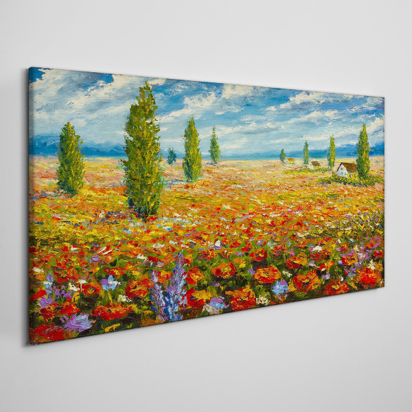Canvas schilderij Een bloemenweide in de zomerzon