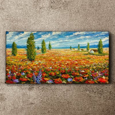 Canvas schilderij Een bloemenweide in de zomerzon