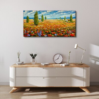 Canvas schilderij Een bloemenweide in de zomerzon