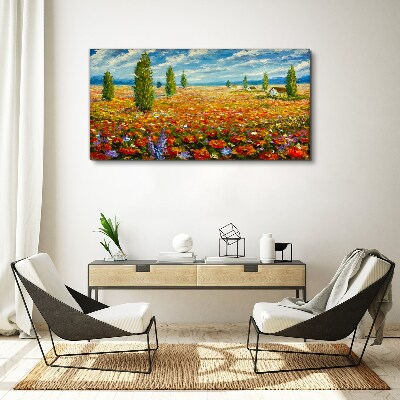 Canvas schilderij Een bloemenweide in de zomerzon