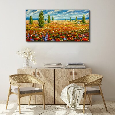 Canvas schilderij Een bloemenweide in de zomerzon
