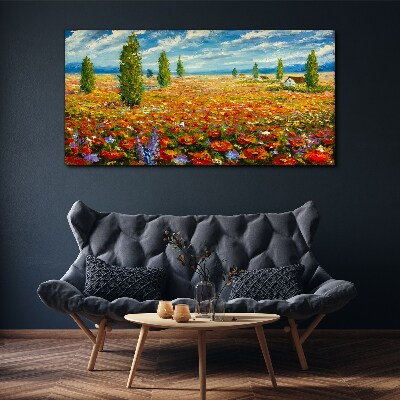 Canvas schilderij Een bloemenweide in de zomerzon