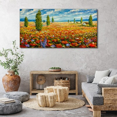 Canvas schilderij Een bloemenweide in de zomerzon