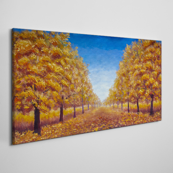 Schilderij op doek Gouden steegjes in het herfstlandschap