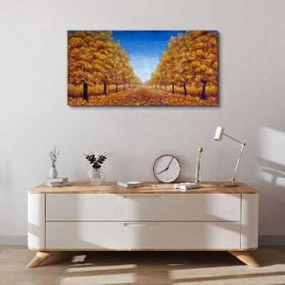 Schilderij op doek Gouden steegjes in het herfstlandschap