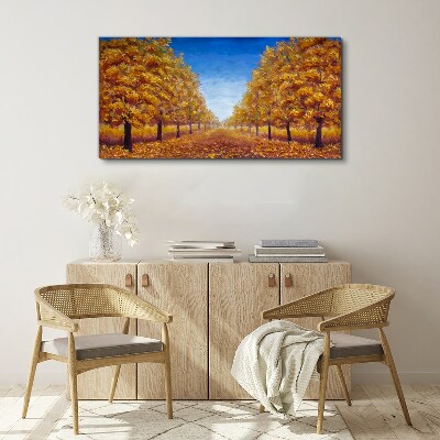 Schilderij op doek Gouden steegjes in het herfstlandschap