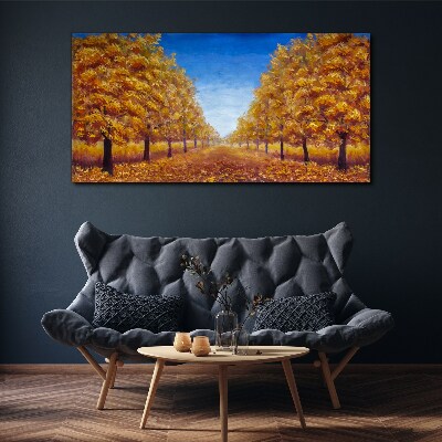 Schilderij op doek Gouden steegjes in het herfstlandschap