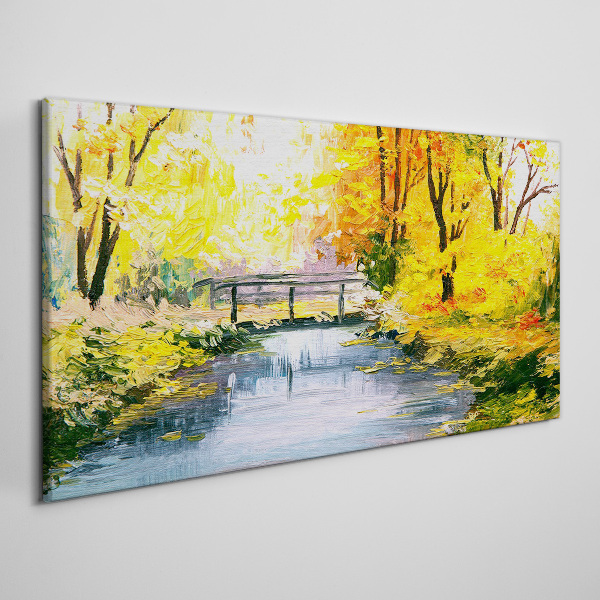 Canvas schilderij Gouden herfst aan de rivier