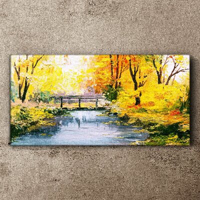 Canvas schilderij Gouden herfst aan de rivier