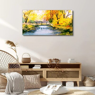 Canvas schilderij Gouden herfst aan de rivier